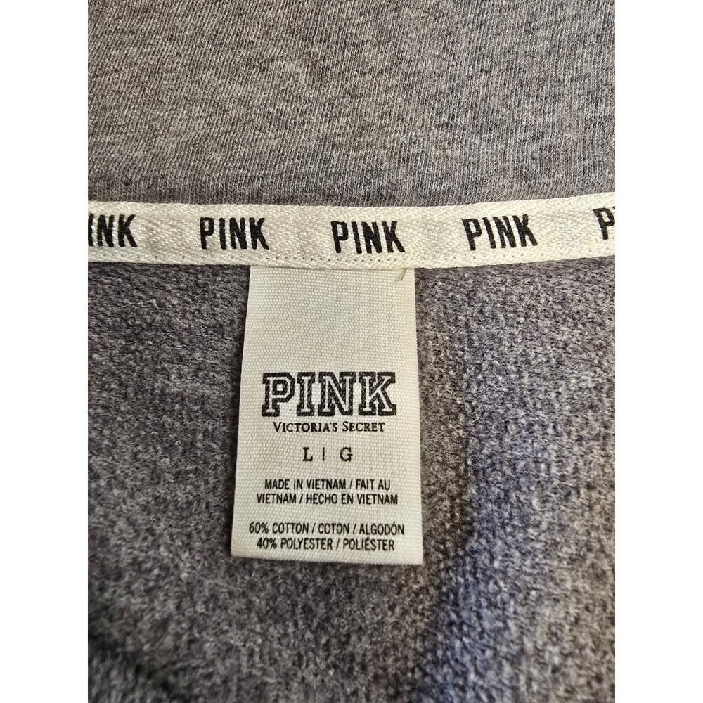 Victoria's Secret PINK Gray Quarter-Zip Pullover Sweatshirt - Large -‎ LOVE PINK - Picture 2 of 8